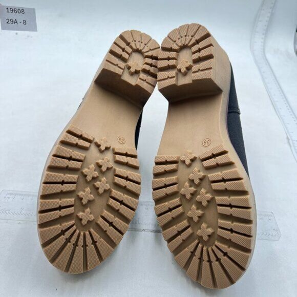 Women's Low Heel Ankle Boots Fashion Slip On Elastic Fall Booties Shoes Black - Picture 6 of 7